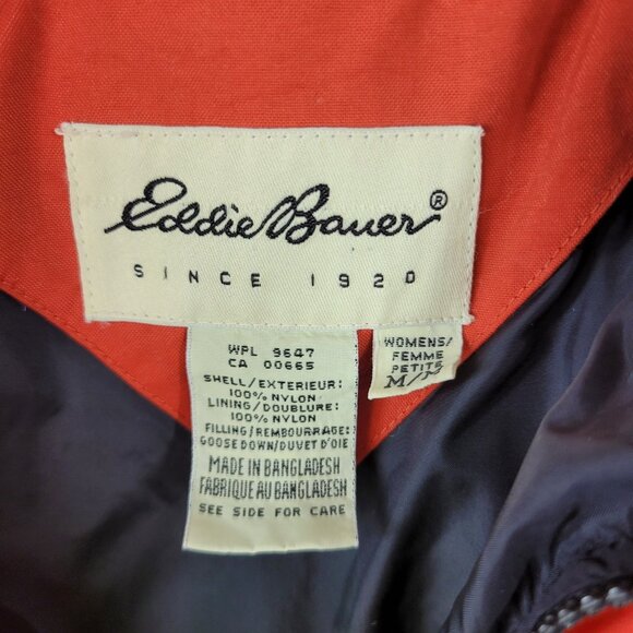 Eddie Bauer Goose Down Puffer Jacket Sz Medium Petite Red Orange Warm Winter - Picture 8 of 9